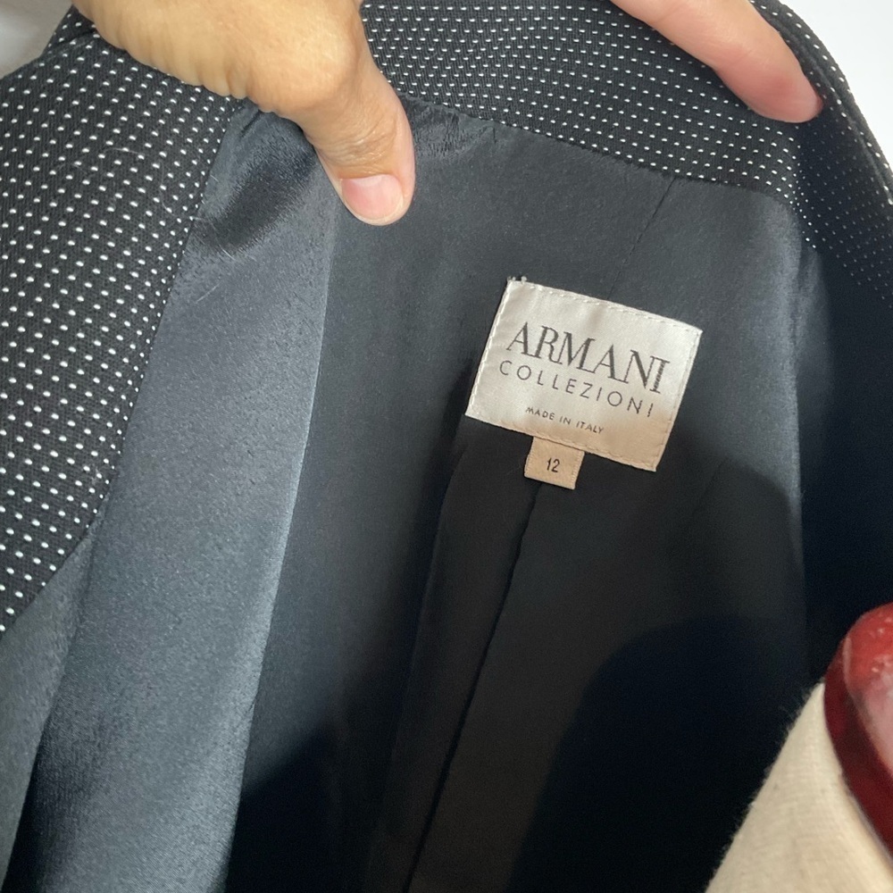 Armani Collezioni Black White Micro Stitch Button Down Peplum Blazer Size 12 - Picture 8 of 8